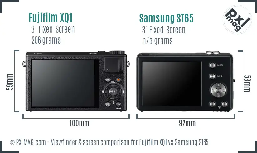 Fujifilm XQ1 vs Samsung ST65 Screen and Viewfinder comparison