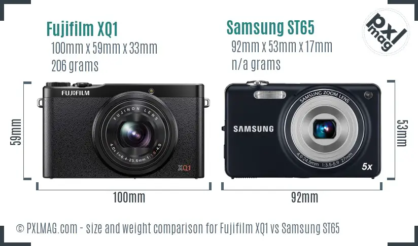 Fujifilm XQ1 vs Samsung ST65 size comparison