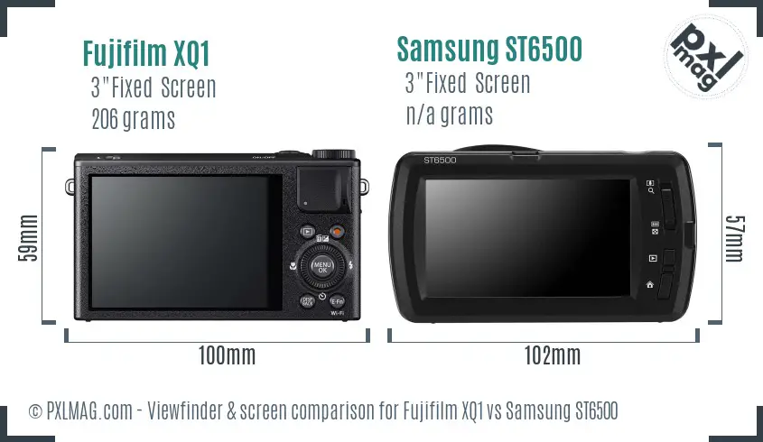 Fujifilm XQ1 vs Samsung ST6500 Screen and Viewfinder comparison