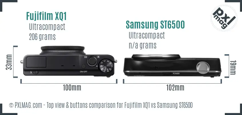 Fujifilm XQ1 vs Samsung ST6500 top view buttons comparison