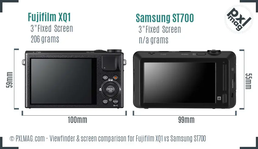 Fujifilm XQ1 vs Samsung ST700 Screen and Viewfinder comparison