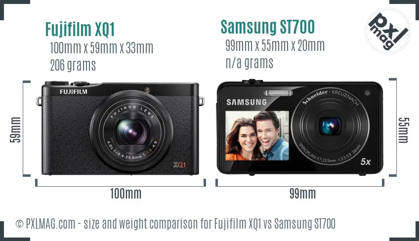 Fujifilm XQ1 vs Samsung ST700 size comparison