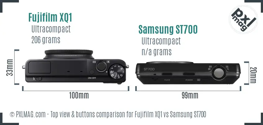 Fujifilm XQ1 vs Samsung ST700 top view buttons comparison