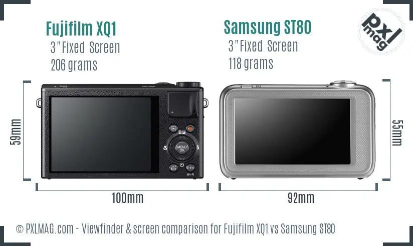 Fujifilm XQ1 vs Samsung ST80 Screen and Viewfinder comparison