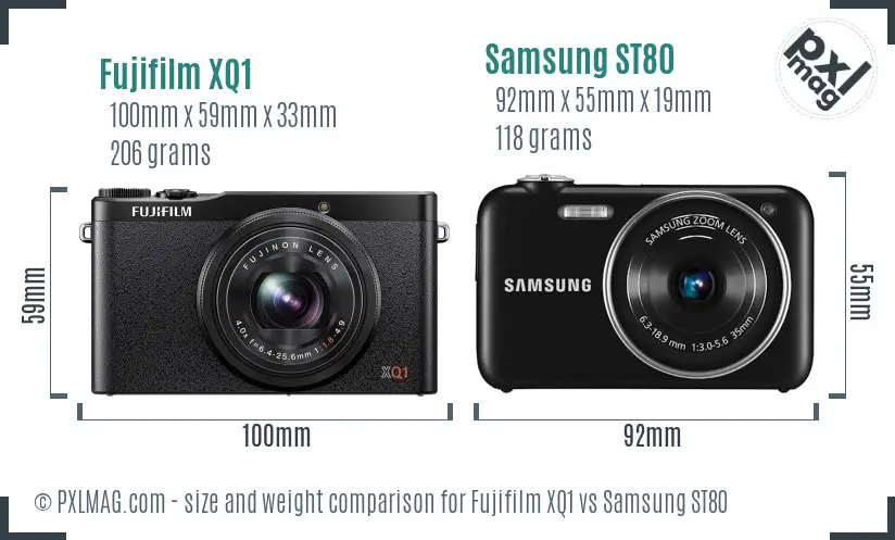 Fujifilm XQ1 vs Samsung ST80 size comparison