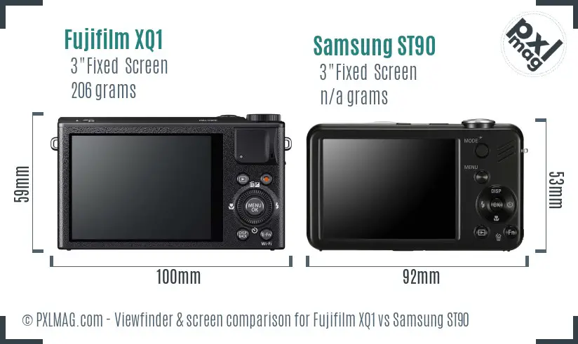 Fujifilm XQ1 vs Samsung ST90 Screen and Viewfinder comparison