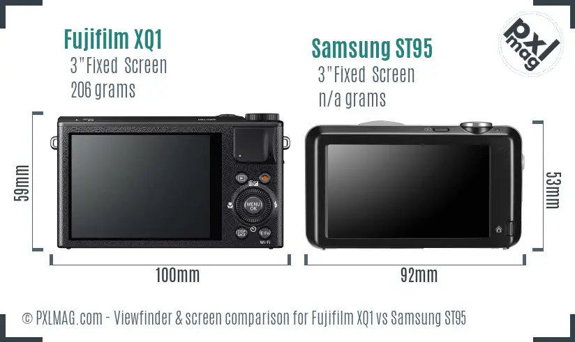 Fujifilm XQ1 vs Samsung ST95 Screen and Viewfinder comparison