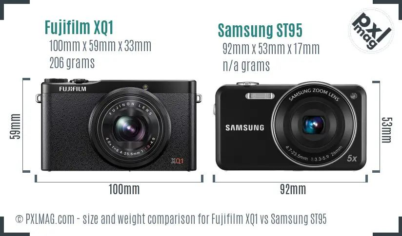 Fujifilm XQ1 vs Samsung ST95 size comparison
