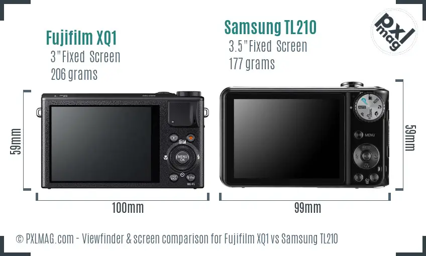 Fujifilm XQ1 vs Samsung TL210 Screen and Viewfinder comparison