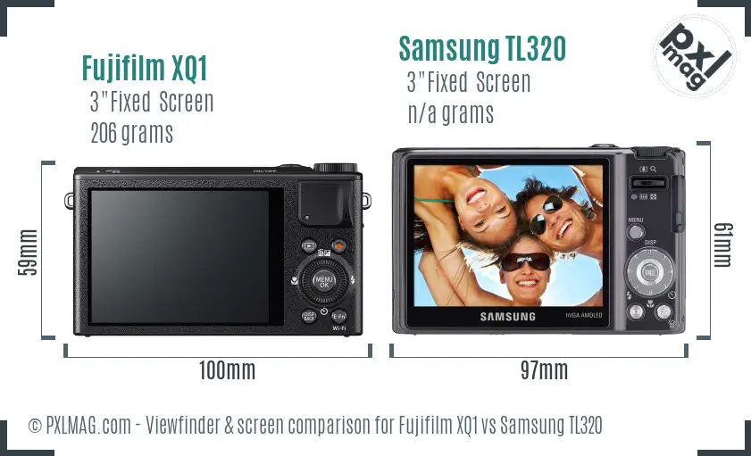 Fujifilm XQ1 vs Samsung TL320 Screen and Viewfinder comparison