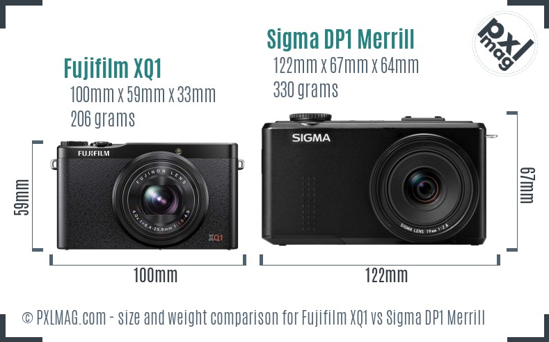 Fujifilm XQ1 vs Sigma DP1 Merrill size comparison