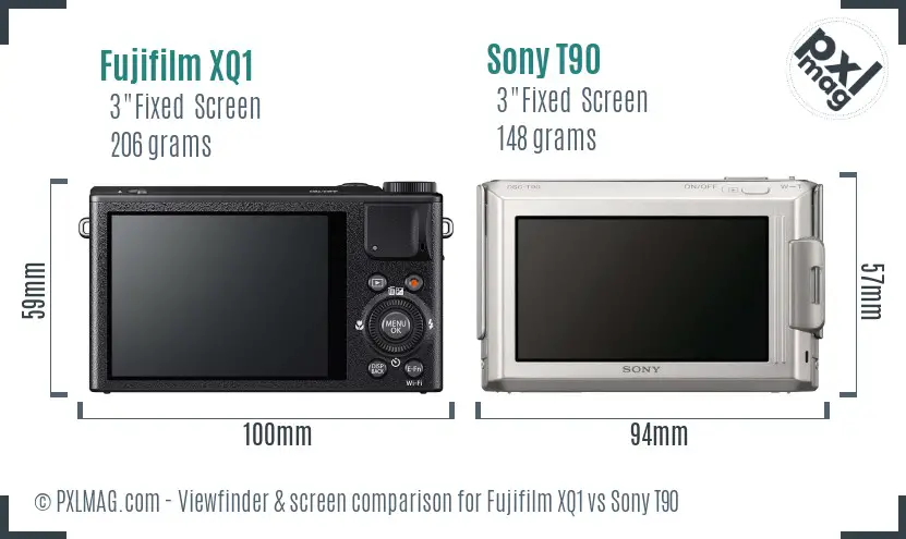 Fujifilm XQ1 vs Sony T90 Screen and Viewfinder comparison