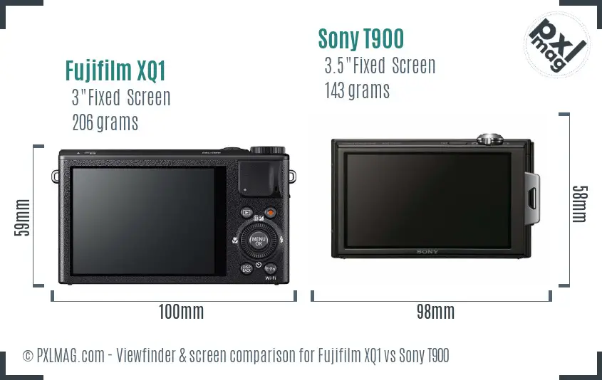 Fujifilm XQ1 vs Sony T900 Screen and Viewfinder comparison