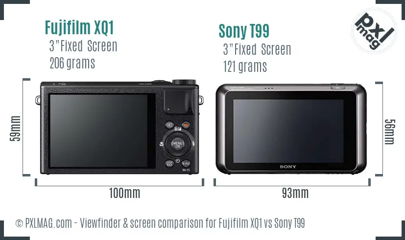 Fujifilm XQ1 vs Sony T99 Screen and Viewfinder comparison