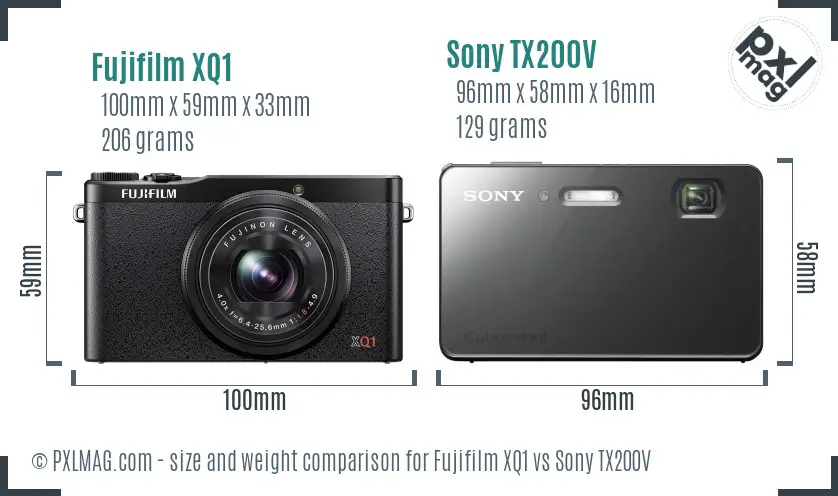 Fujifilm XQ1 vs Sony TX200V size comparison