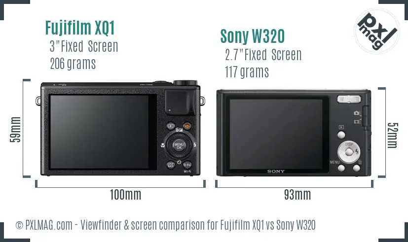 Fujifilm XQ1 vs Sony W320 Screen and Viewfinder comparison