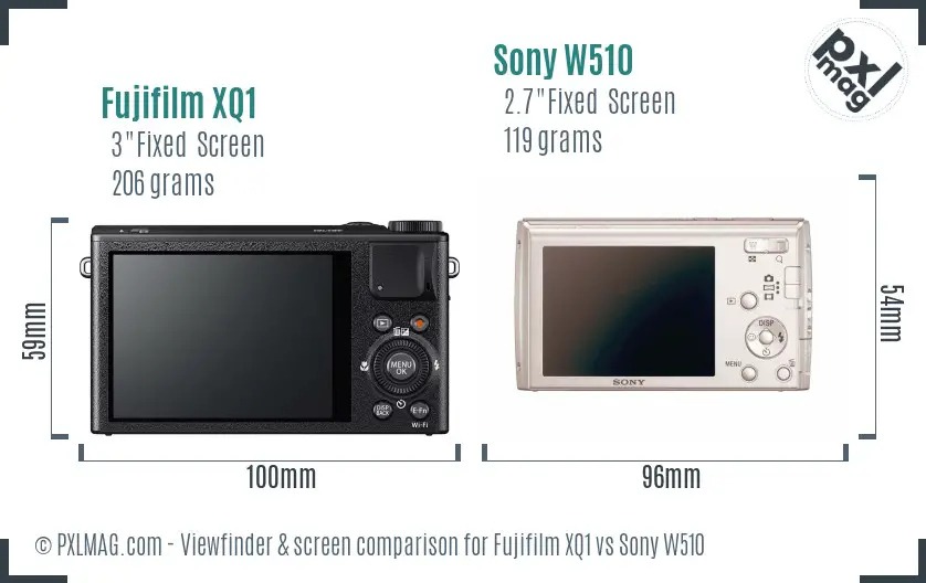 Fujifilm XQ1 vs Sony W510 Screen and Viewfinder comparison