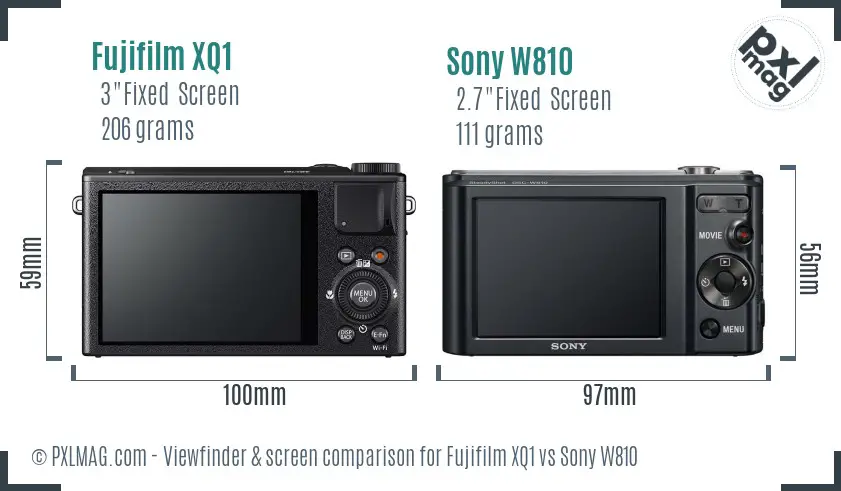 Fujifilm XQ1 vs Sony W810 Screen and Viewfinder comparison