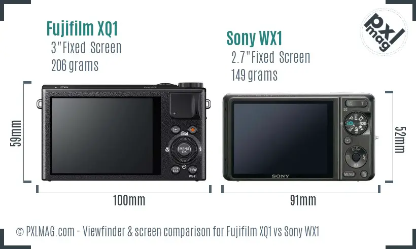 Fujifilm XQ1 vs Sony WX1 Screen and Viewfinder comparison