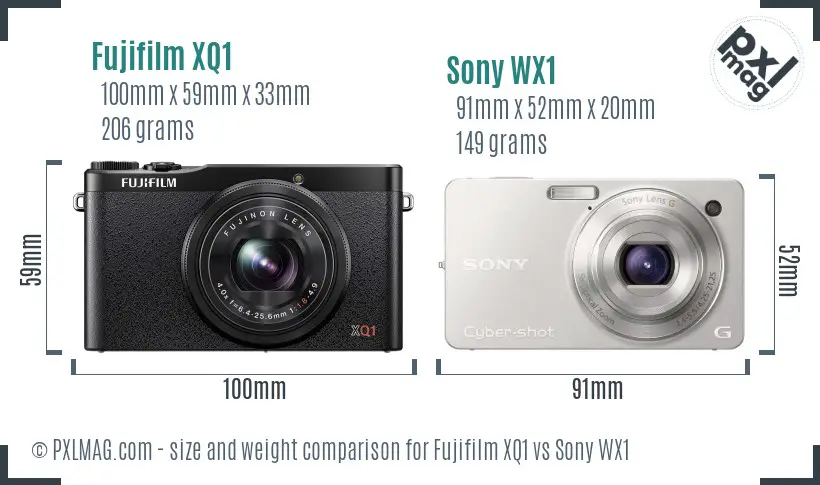 Fujifilm XQ1 vs Sony WX1 size comparison