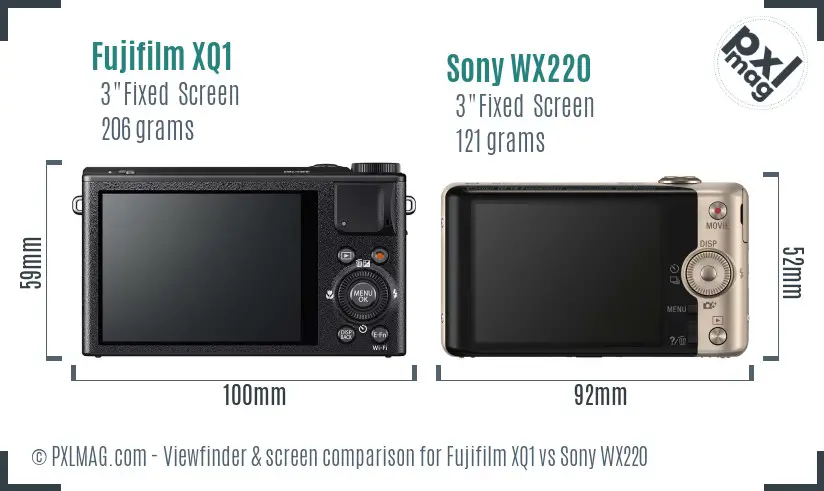 Fujifilm XQ1 vs Sony WX220 Screen and Viewfinder comparison