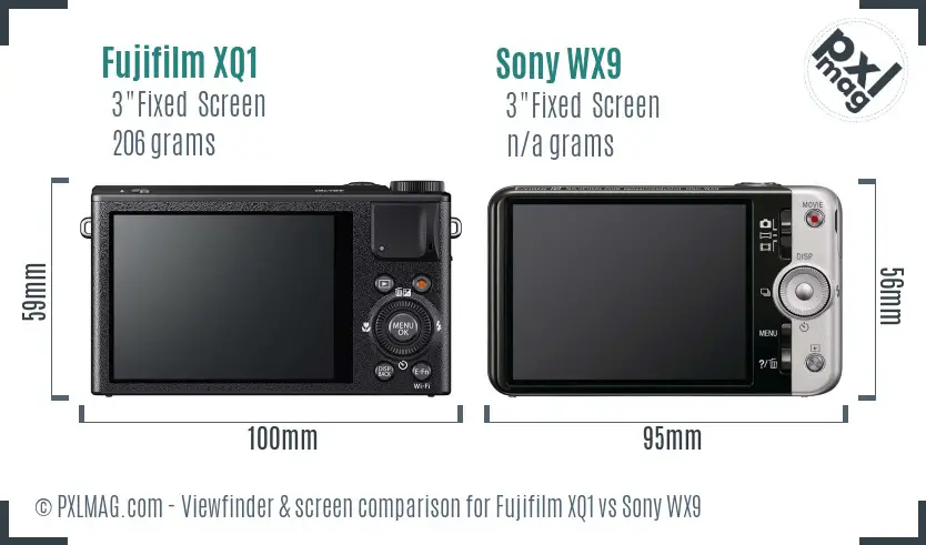 Fujifilm XQ1 vs Sony WX9 Screen and Viewfinder comparison