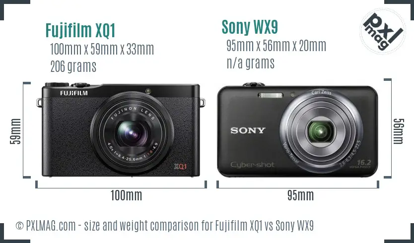 Fujifilm XQ1 vs Sony WX9 size comparison
