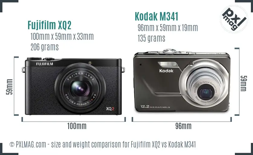 Fujifilm XQ2 vs Kodak M341 size comparison