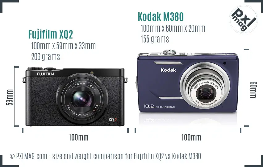 Fujifilm XQ2 vs Kodak M380 size comparison