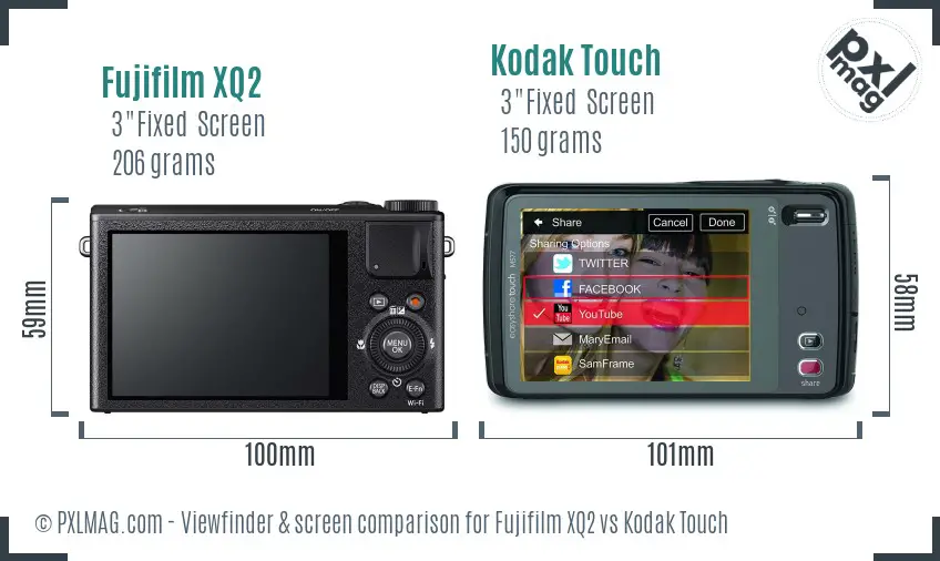 Fujifilm XQ2 vs Kodak Touch Screen and Viewfinder comparison