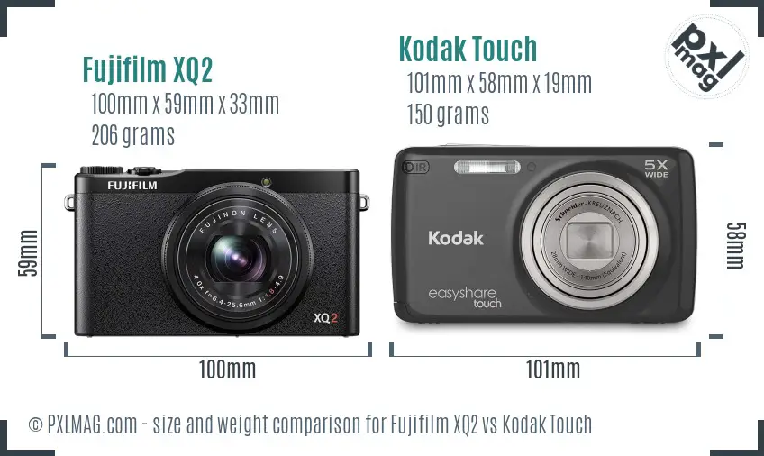 Fujifilm XQ2 vs Kodak Touch size comparison