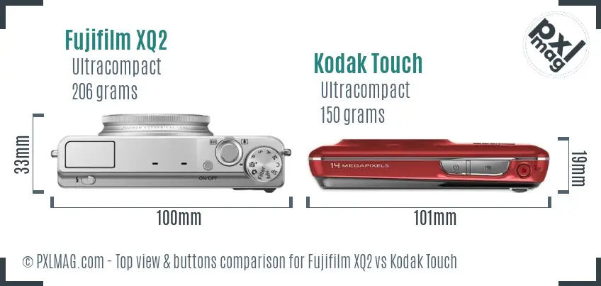 Fujifilm XQ2 vs Kodak Touch top view buttons comparison