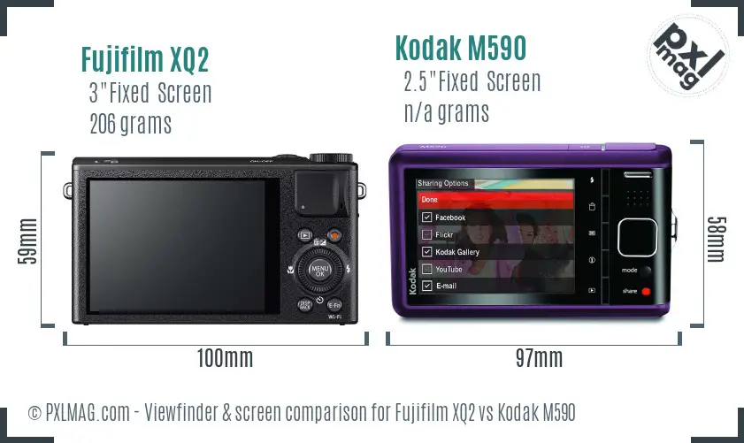 Fujifilm XQ2 vs Kodak M590 Screen and Viewfinder comparison