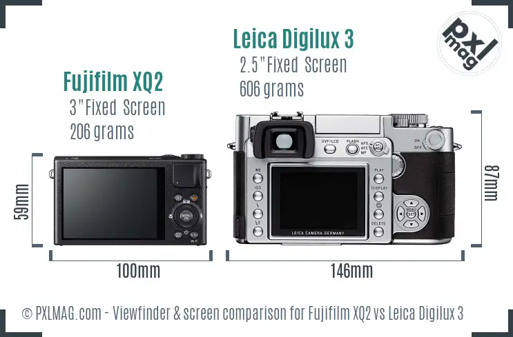 Fujifilm XQ2 vs Leica Digilux 3 Screen and Viewfinder comparison
