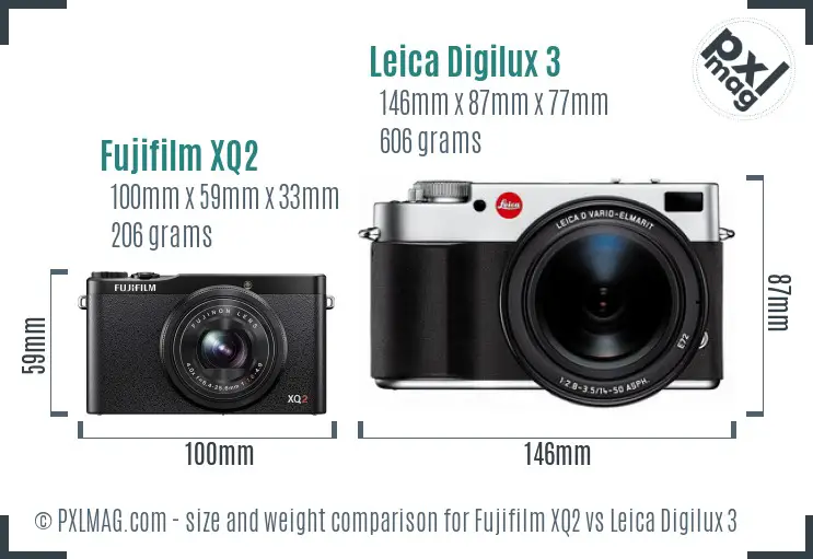Fujifilm XQ2 vs Leica Digilux 3 size comparison
