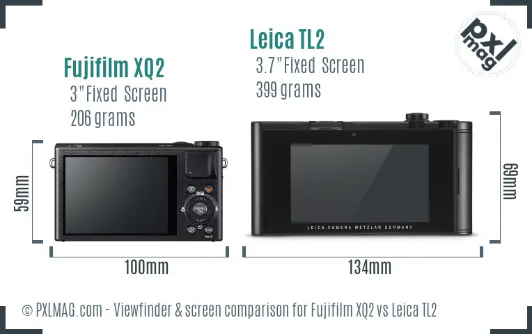 Fujifilm XQ2 vs Leica TL2 Screen and Viewfinder comparison
