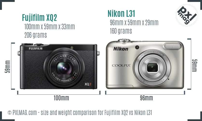 Fujifilm XQ2 vs Nikon L31 size comparison