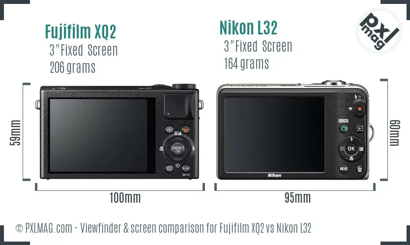 Fujifilm XQ2 vs Nikon L32 Screen and Viewfinder comparison