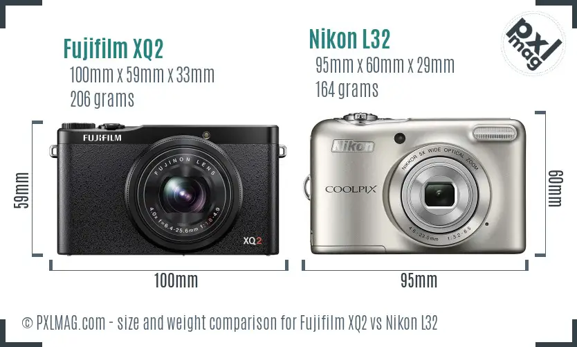 Fujifilm XQ2 vs Nikon L32 size comparison