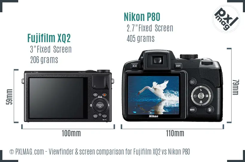 Fujifilm XQ2 vs Nikon P80 Screen and Viewfinder comparison