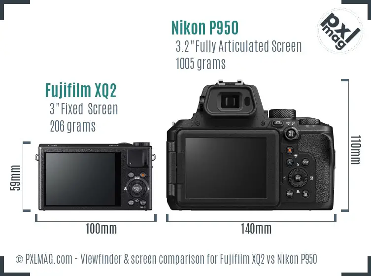 Fujifilm XQ2 vs Nikon P950 Screen and Viewfinder comparison