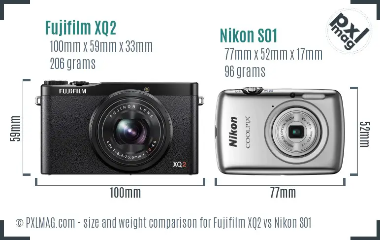 Fujifilm XQ2 vs Nikon S01 size comparison