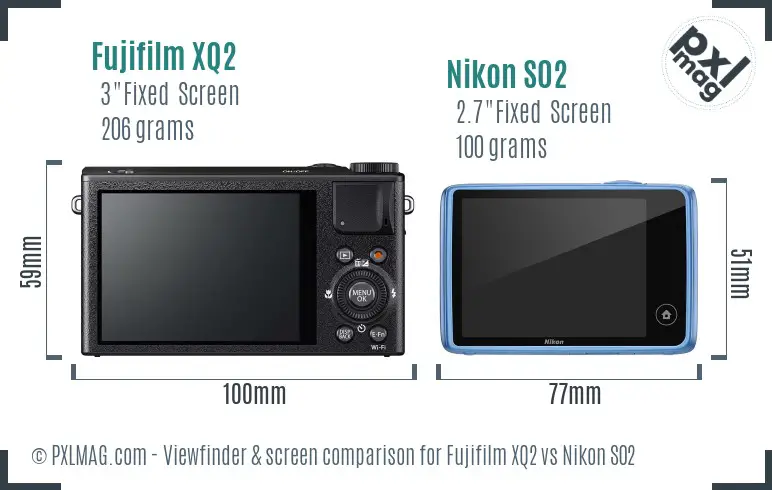 Fujifilm XQ2 vs Nikon S02 Screen and Viewfinder comparison