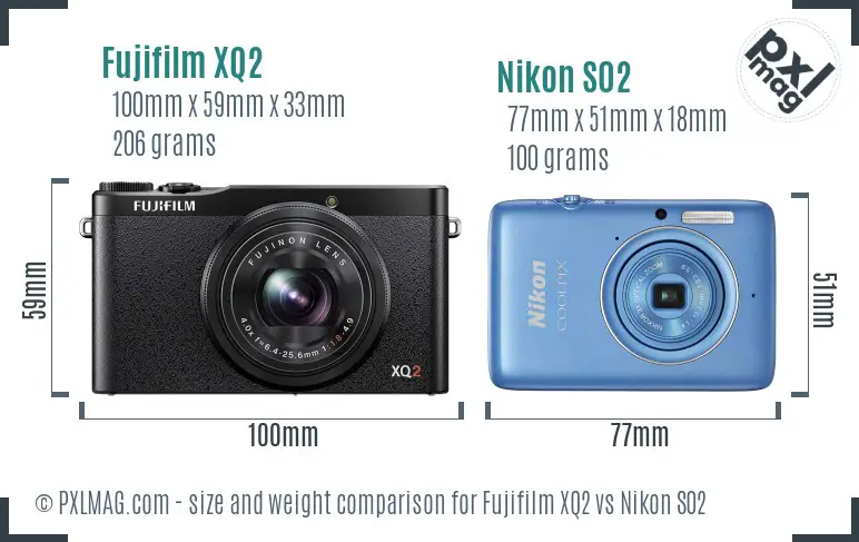 Fujifilm XQ2 vs Nikon S02 size comparison