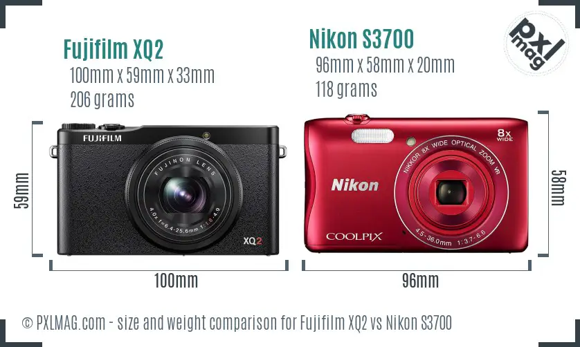 Fujifilm XQ2 vs Nikon S3700 size comparison
