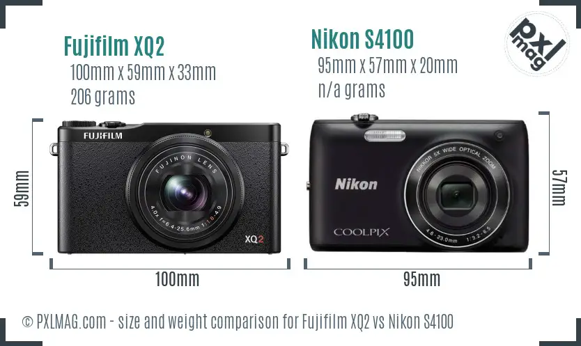 Fujifilm XQ2 vs Nikon S4100 size comparison
