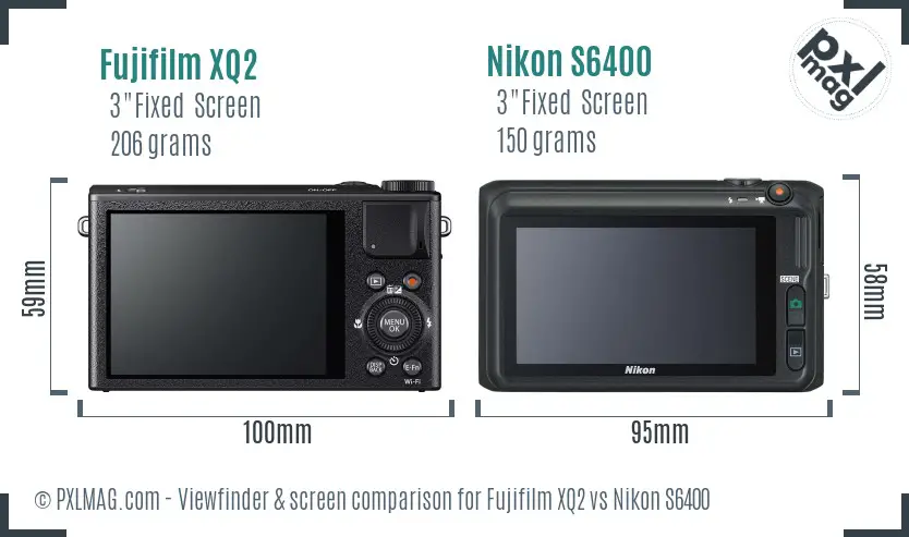 Fujifilm XQ2 vs Nikon S6400 Screen and Viewfinder comparison
