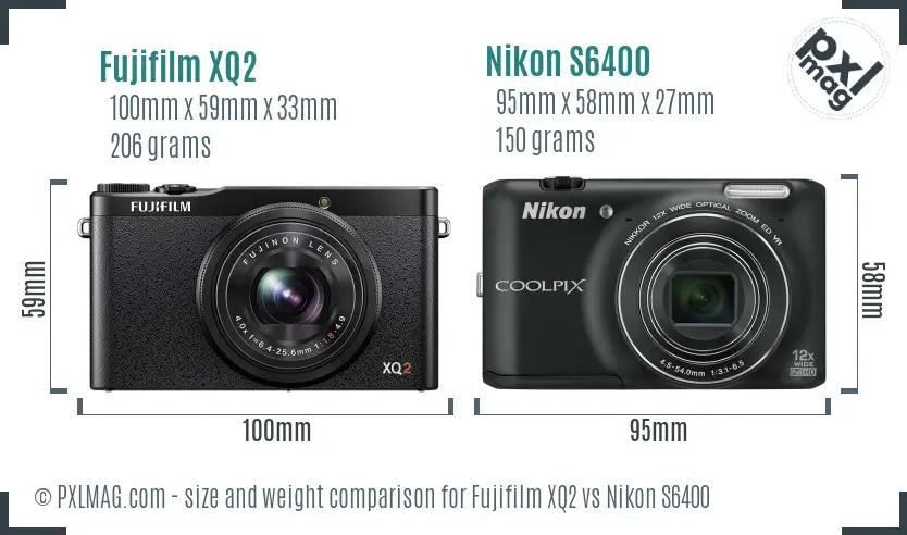 Fujifilm XQ2 vs Nikon S6400 size comparison