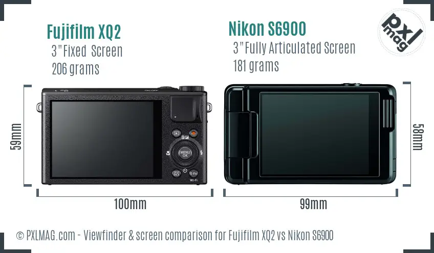 Fujifilm XQ2 vs Nikon S6900 Screen and Viewfinder comparison
