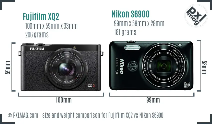 Fujifilm XQ2 vs Nikon S6900 size comparison